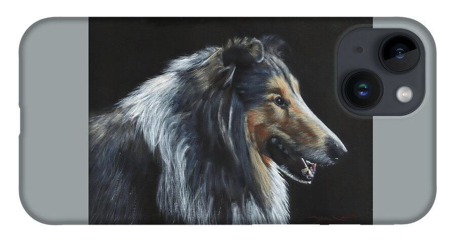 Collie iPhone 14 Case featuring the painting Rough Collie by John Neeve