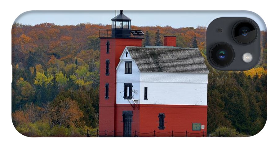 Lighthouse iPhone Case featuring the photograph Round Island Lighthouse in October by Keith Stokes