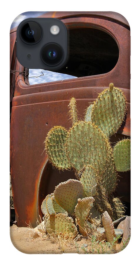 Southwest iPhone 14 Case featuring the photograph Route 66 Cactus by Mike McGlothlen