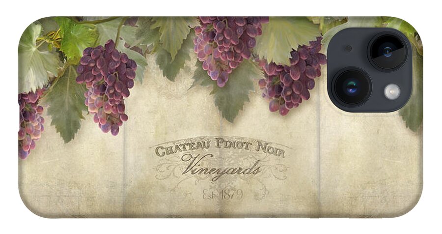 Pinot Noir Grapes iPhone 14 Case featuring the painting Rustic Vineyard - Pinot Noir Grapes by Audrey Jeanne Roberts