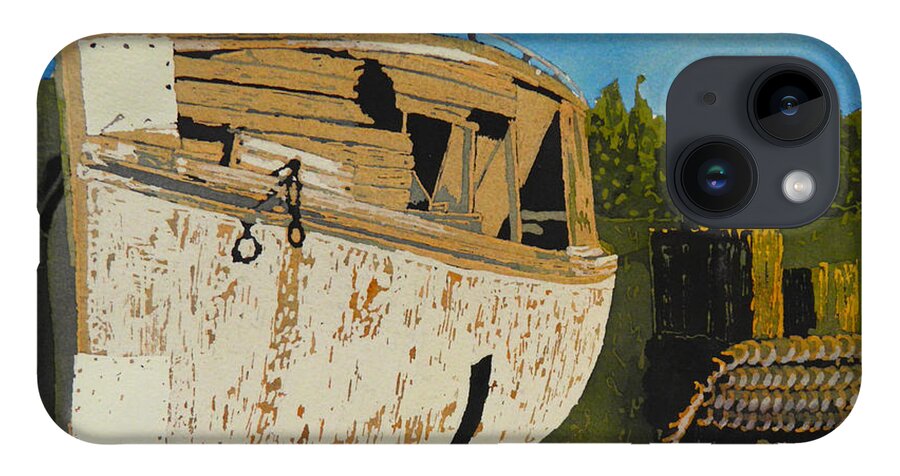 Boat iPhone 14 Case featuring the painting Rusting Away by Terry Honstead