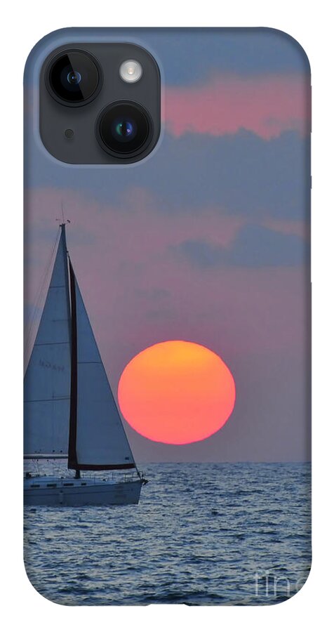 Sail Boats iPhone 14 Case featuring the photograph Sailboat at sunset by Shay Levy