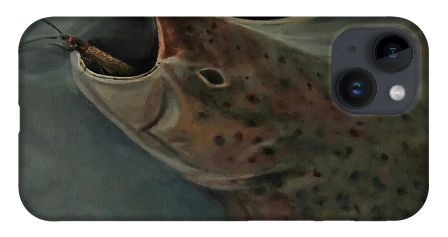 Fishing iPhone 14 Case featuring the painting Salmon Flies are Back by Les Herman