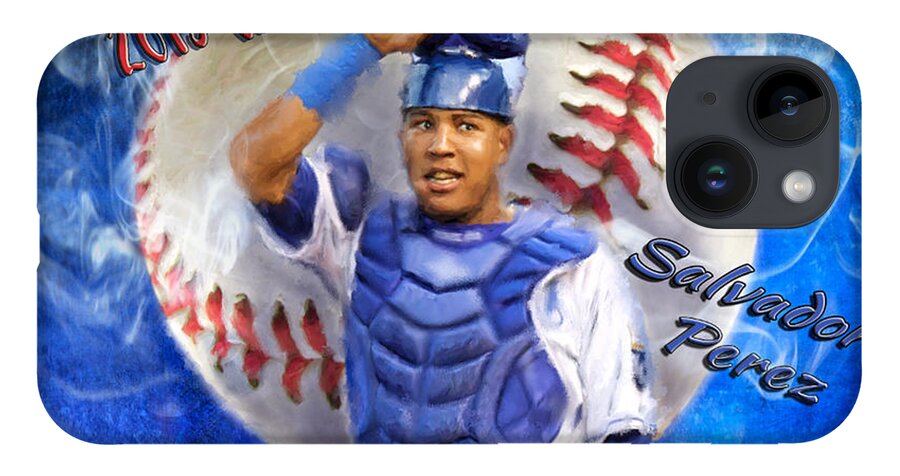 Salvie iPhone Case featuring the painting Salvador Perez 2015 World Series MVP by Colleen Taylor