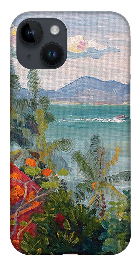 Thailand iPhone 14 Case featuring the painting Samui Morning by Alina Malykhina
