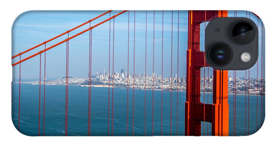 San Francisco iPhone 14 Case featuring the photograph San Francisco thru Golden Gate Bridge by Lev Kaytsner