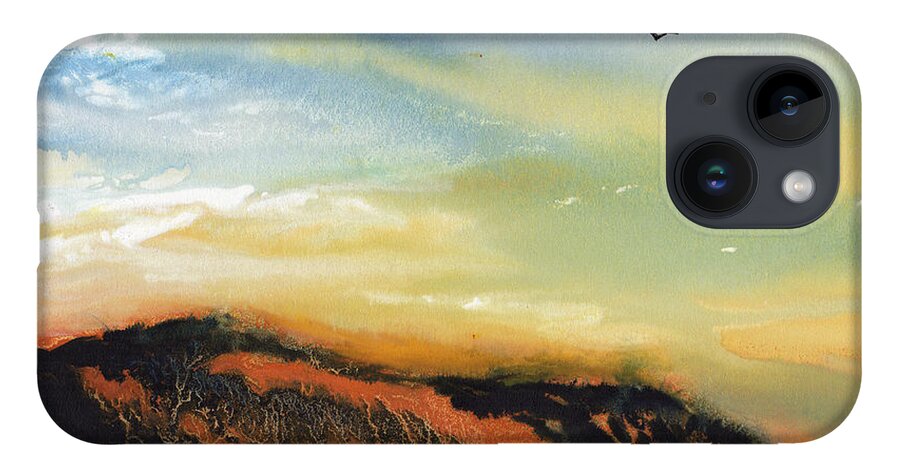 Landscape iPhone 14 Case featuring the painting Sand Dune Overlook by Charlene Fuhrman-Schulz