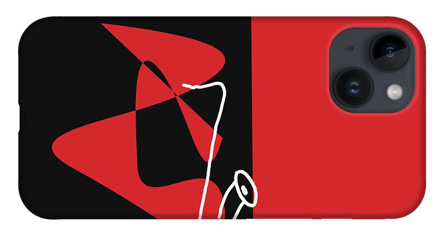 Jazzdabri iPhone Case featuring the digital art Saxophone in Red by David Bridburg