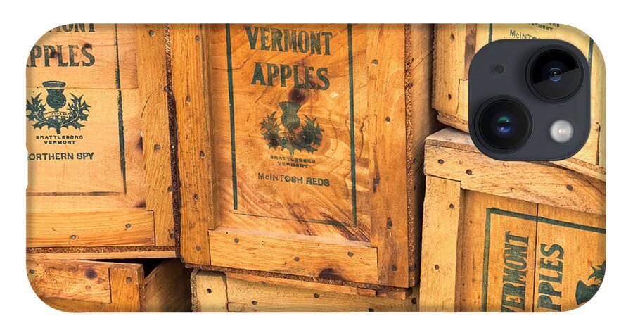 Scott Farm Vermont iPhone 14 Case featuring the photograph Scott Farm Apple Boxes by Tom Singleton