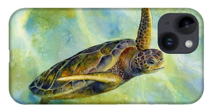 Underwater iPhone 14 Case featuring the painting Sea Turtle 2 by Hailey E Herrera