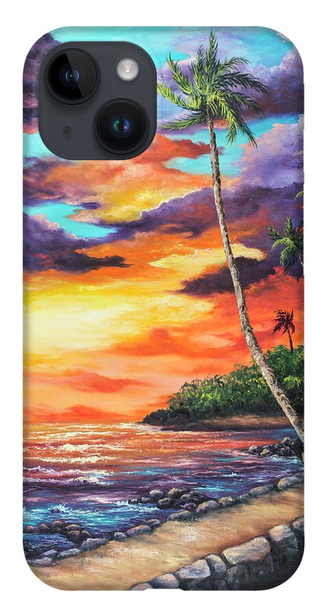 Coastal iPhone 14 Case featuring the painting Sea Wall Lahaina by Darice Machel McGuire