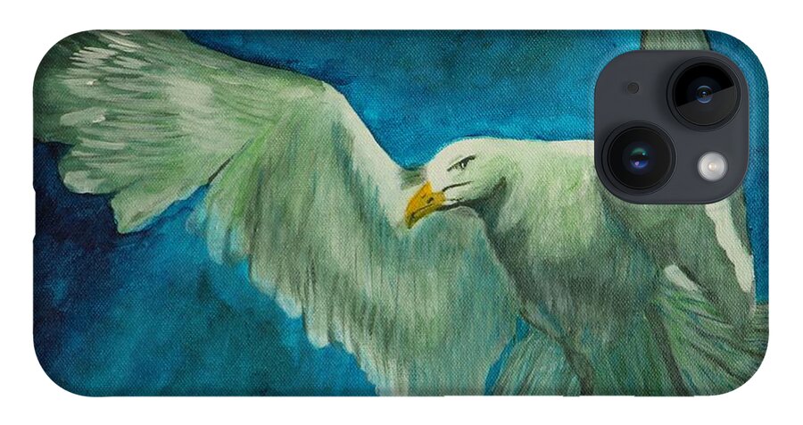 Bird iPhone 14 Case featuring the painting SeaGull by David Bigelow