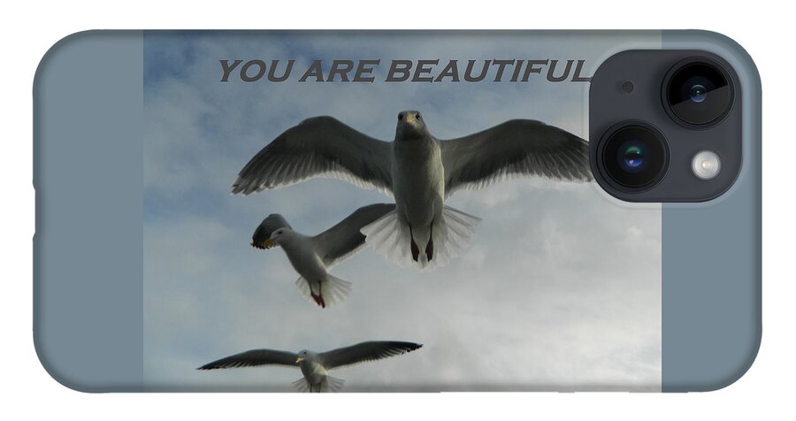 Gallery Of Hope iPhone 14 Case featuring the photograph Seagulls You Are Beautiful by Gallery Of Hope 