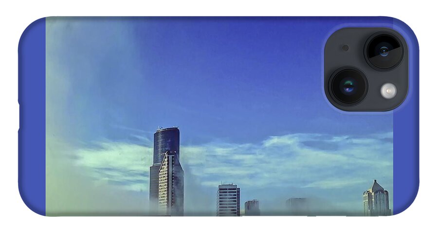 Blue iPhone 14 Case featuring the photograph Seattle Fog Scape by Kathryn Alexander MA