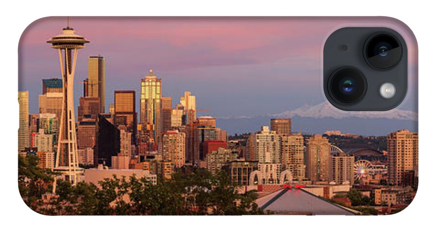 Seattle Skyline iPhone 14 Case featuring the photograph Seattle Solstice Skyline by Briand Sanderson