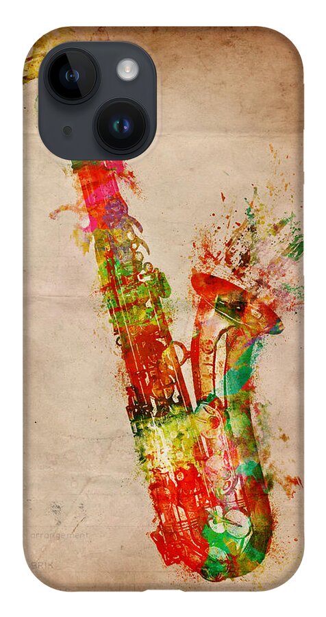 Saxophone iPhone 14 Case featuring the digital art Sexy Saxaphone by Nikki Smith