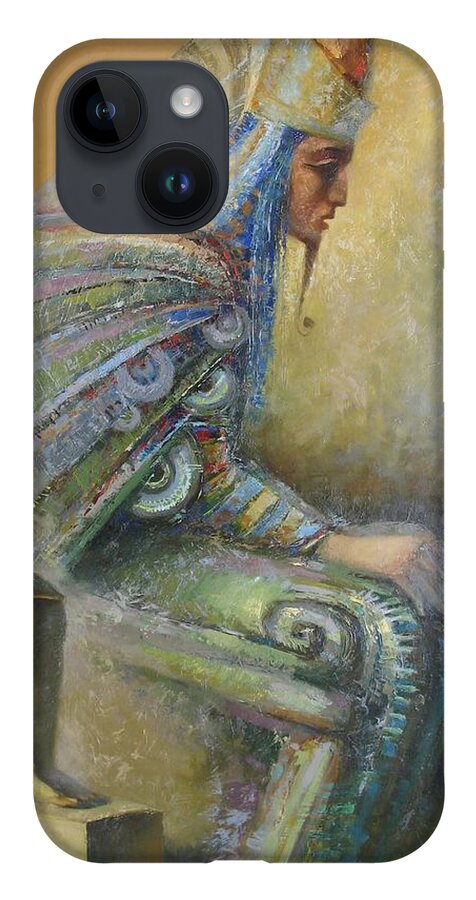 Egyptian God iPhone 14 Case featuring the painting Shadows by Valentina Kondrashova