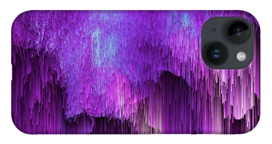 Glitch iPhone 14 Case featuring the digital art Shatter Falls - Pixel Art by Jennifer Walsh