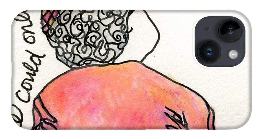 Illustration iPhone 14 Case featuring the drawing She Could Only See Ahead by Hew Wilson