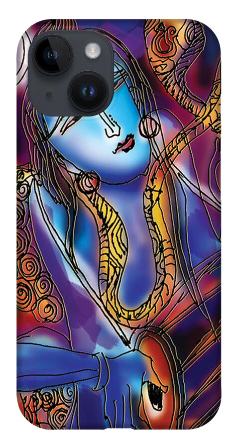 Yoga iPhone Case featuring the painting Shiva playing the drums by Guruji Aruneshvar Paris Art Curator Katrin Suter