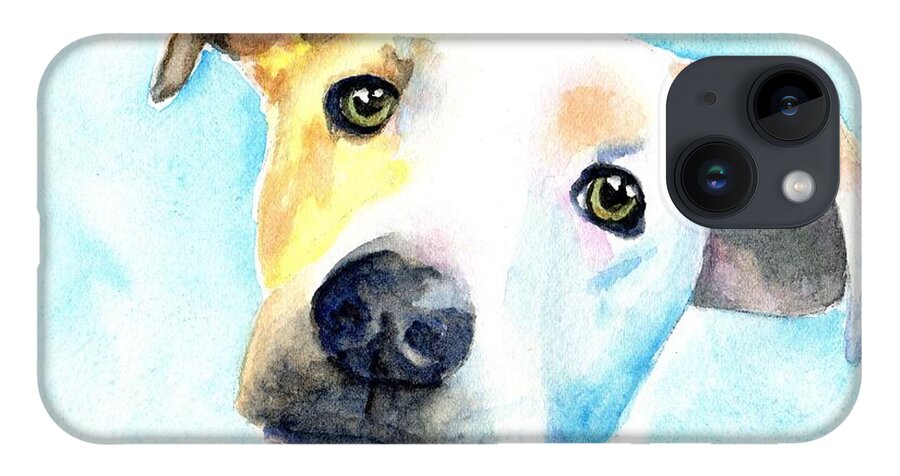 Dog iPhone 14 Case featuring the painting Short Hair White and Brown Dog by Carlin Blahnik CarlinArtWatercolor