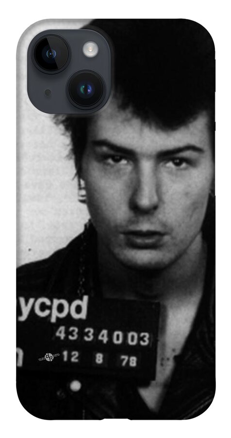 Sid Vicious iPhone 14 Case featuring the painting Sid Vicious Mug Shot Vertical by Tony Rubino