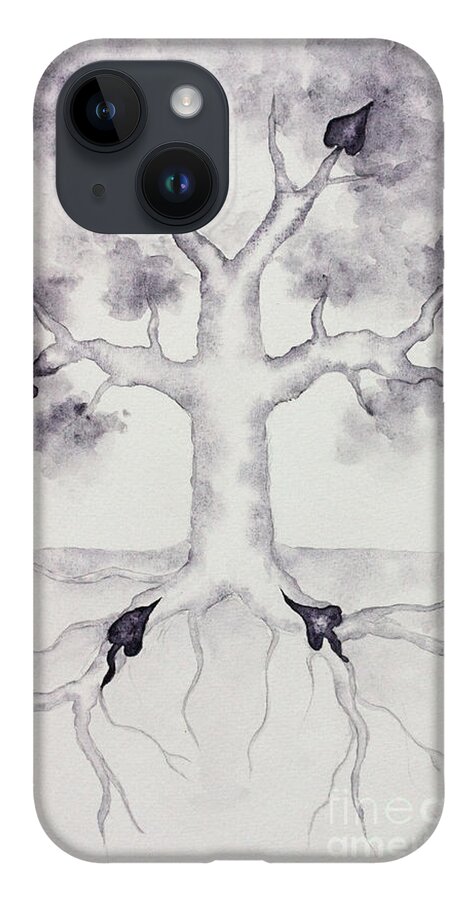 Six Of Spades iPhone 14 Case featuring the painting Six of Spades by Srishti Wilhelm