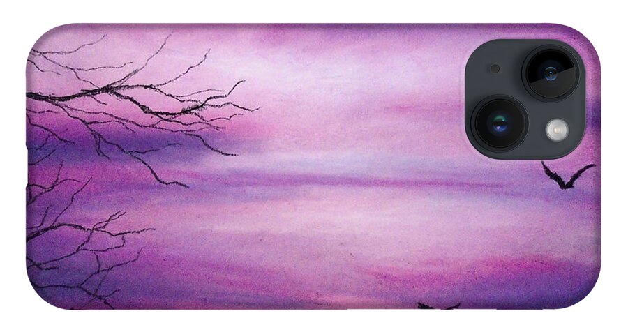 Sunset Painting iPhone 14 Case featuring the pastel Skittle Skies by Jen Shearer