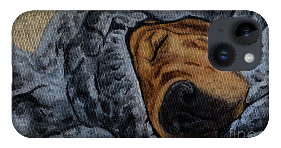 Acrylic iPhone Case featuring the painting Sleepy Lab by Jackie MacNair