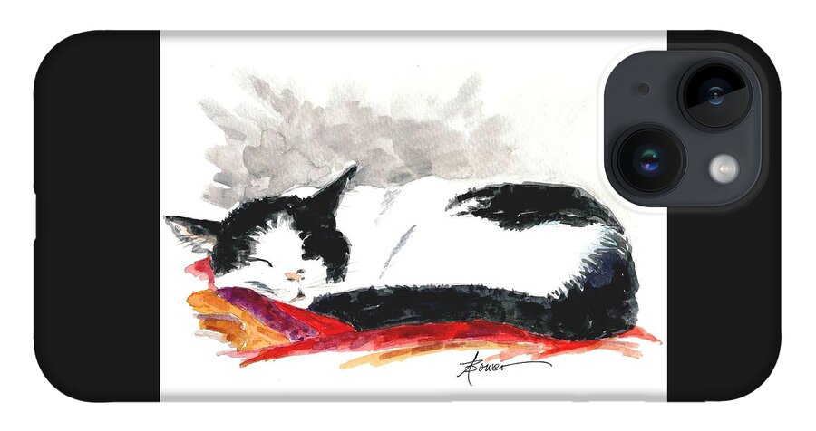 Cats iPhone 14 Case featuring the painting Sleepy Time Boy by Adele Bower