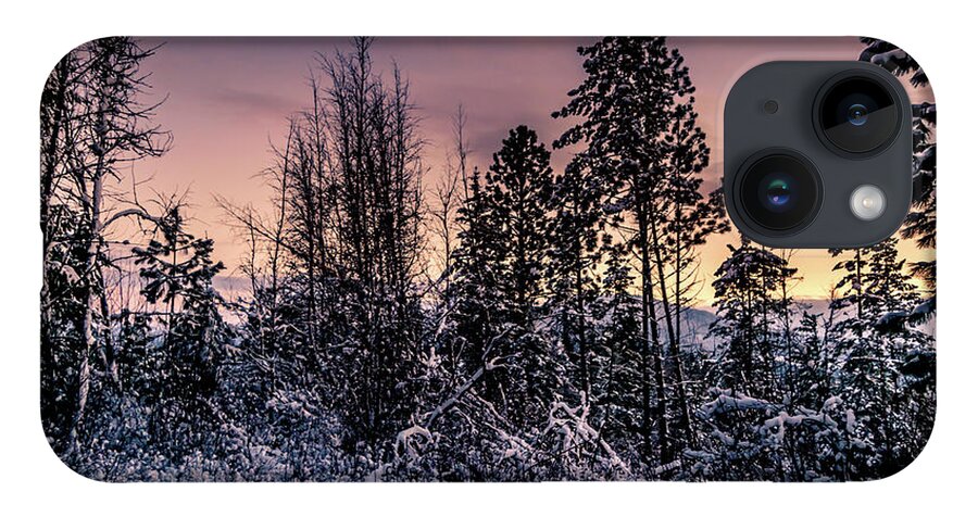 Photograph iPhone 14 Case featuring the photograph Snow Covered Pine Trees by Lester Plank