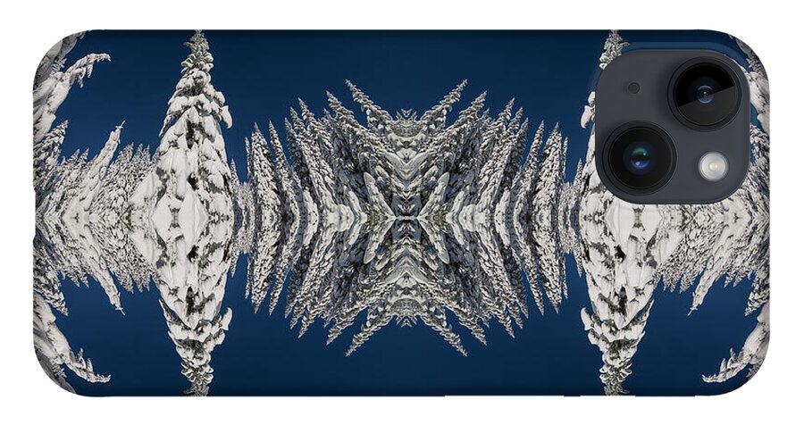 Frost iPhone Case featuring the digital art Snow Covered Trees Kaleidoscope by Pelo Blanco Photo