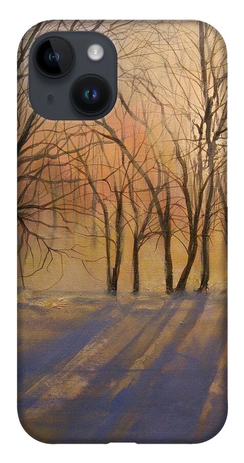 Impressionist Painting iPhone 14 Case featuring the painting Snow Shadows by Tom Shropshire