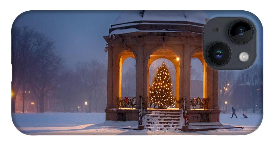 Salem iPhone Case featuring the photograph Snowy night on the Salem Common by Jeff Folger