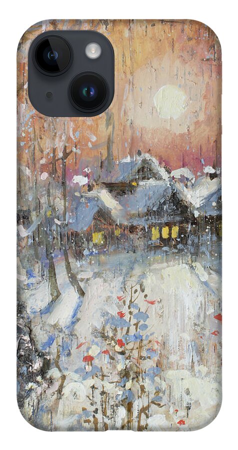 Russia iPhone Case featuring the painting Snowy Village by Ilya Kondrashov