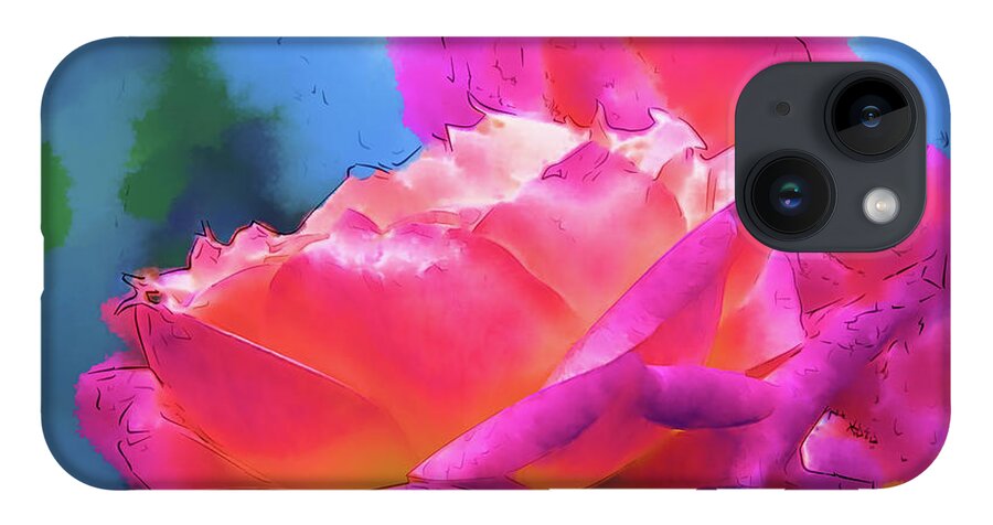 Rose iPhone Case featuring the digital art Soft Rose Bloom In Red and Purple by Kirt Tisdale