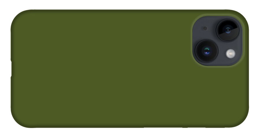 Solid Colors iPhone 14 Case featuring the digital art Solid Olive Green Color Decor by Garaga Designs