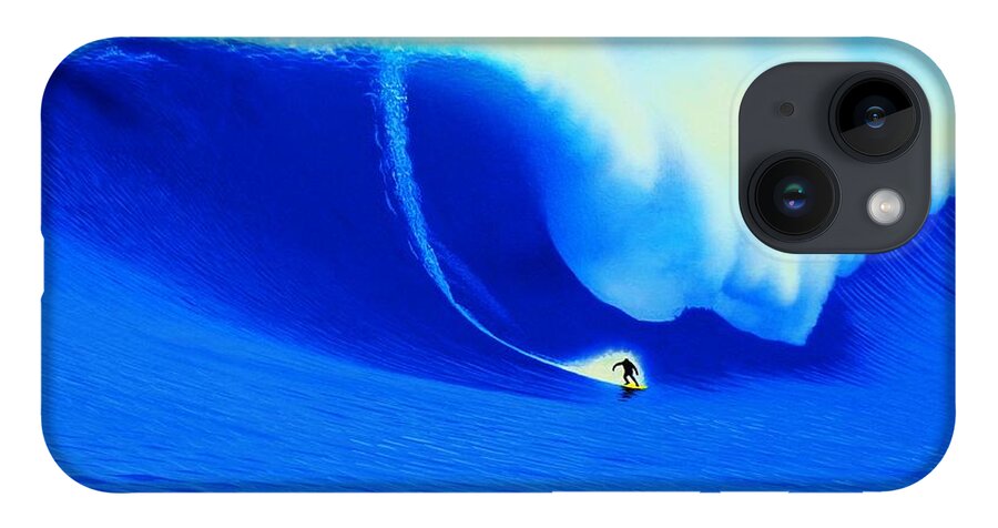 Surfing iPhone 14 Case featuring the painting Dungeons, South Africa 2006 by John Kaelin