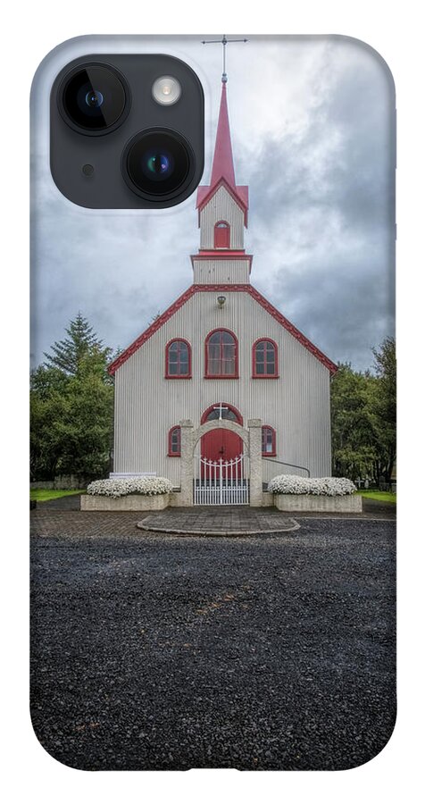 Iceland iPhone 14 Case featuring the photograph South Iceland Church by Tom Singleton