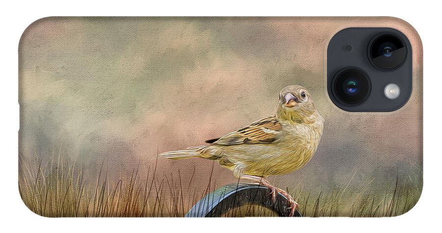 Sparrow iPhone 14 Case featuring the photograph Sparrow in the Grass by Cathy Kovarik
