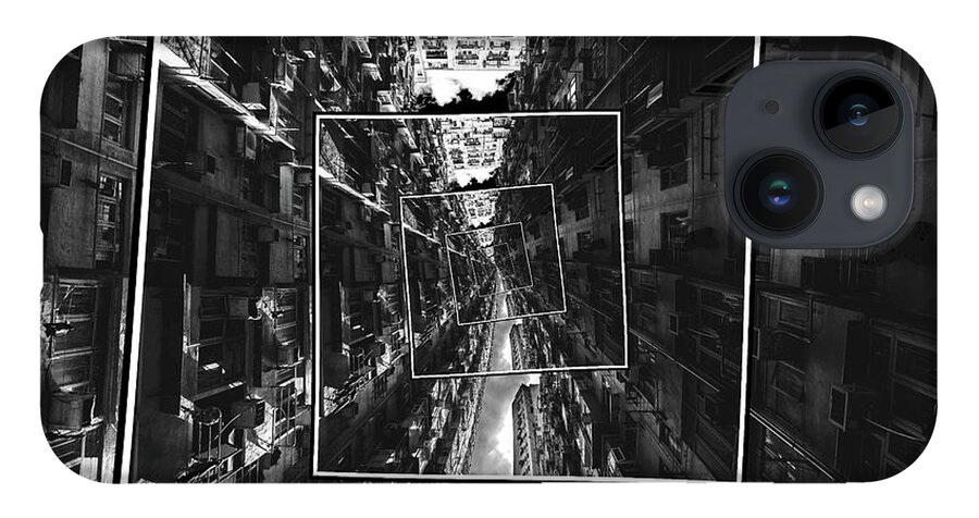 Black And White iPhone Case featuring the digital art Spinning City by Phil Perkins