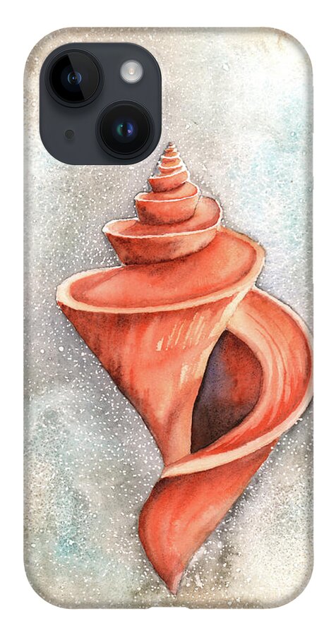 Seashell iPhone 14 Case featuring the painting Spiral Shell by Hilda Wagner