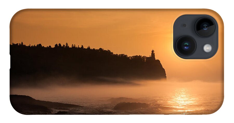 Atmosphere iPhone 14 Case featuring the photograph Split Rock's Morning Glow by Rikk Flohr