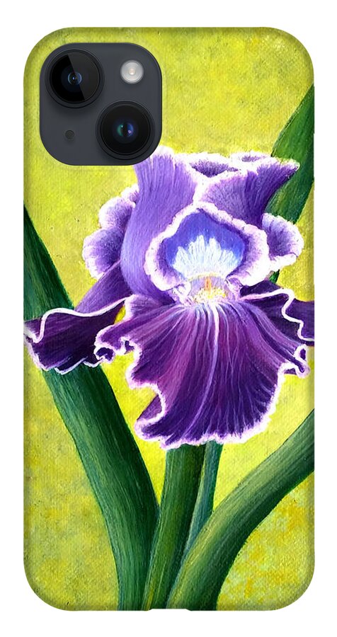 Portrait iPhone 14 Case featuring the painting Spring Iris by Sarah Irland