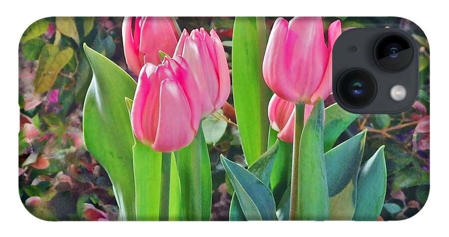 Tulips iPhone 14 Case featuring the photograph Spring Show 14 Pink Tulips by Janis Senungetuk