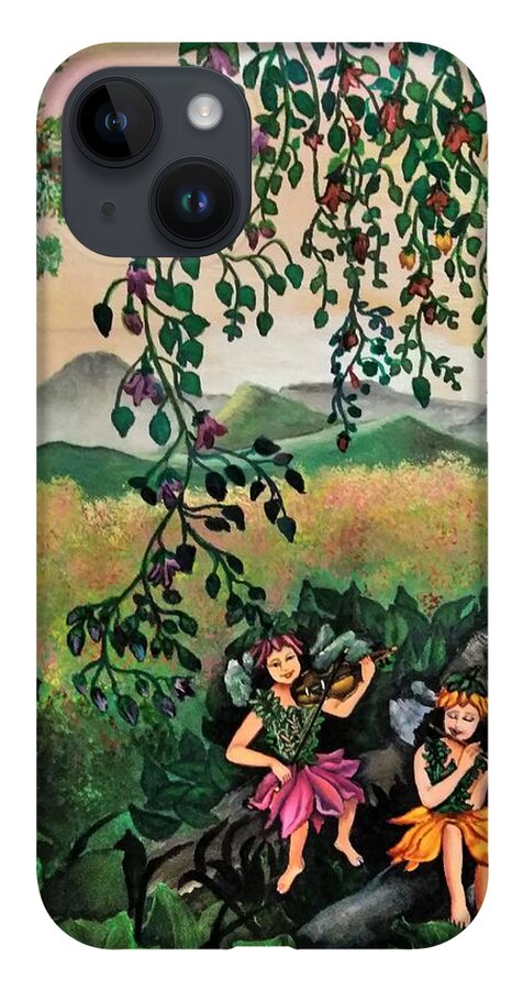 Fairies iPhone 14 Case featuring the painting Spring Tunes by Tara Krishna