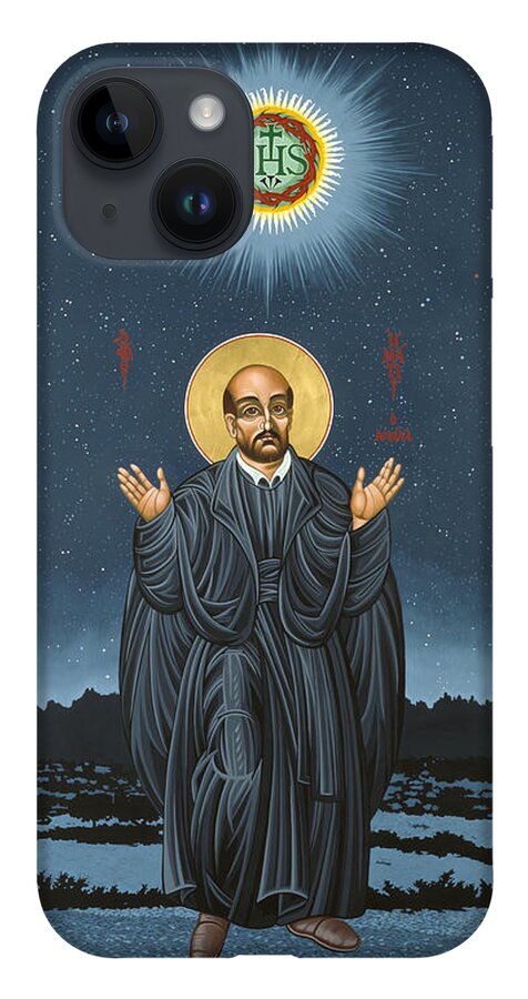 St. Ignatius iPhone Case featuring the painting St. Ignatius in Prayer Beneath the Stars 137 by William Hart McNichols