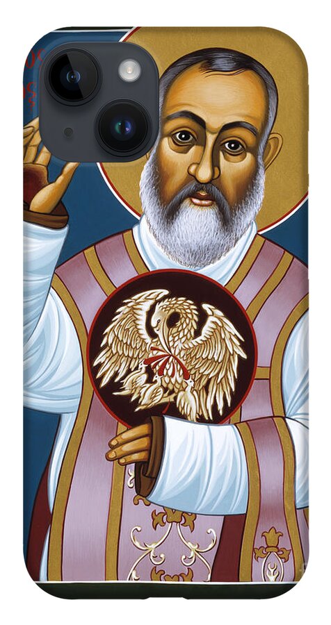 St Padre Pio Mother Pelican iPhone Case featuring the painting St Padre Pio Mother Pelican 047 by William Hart McNichols