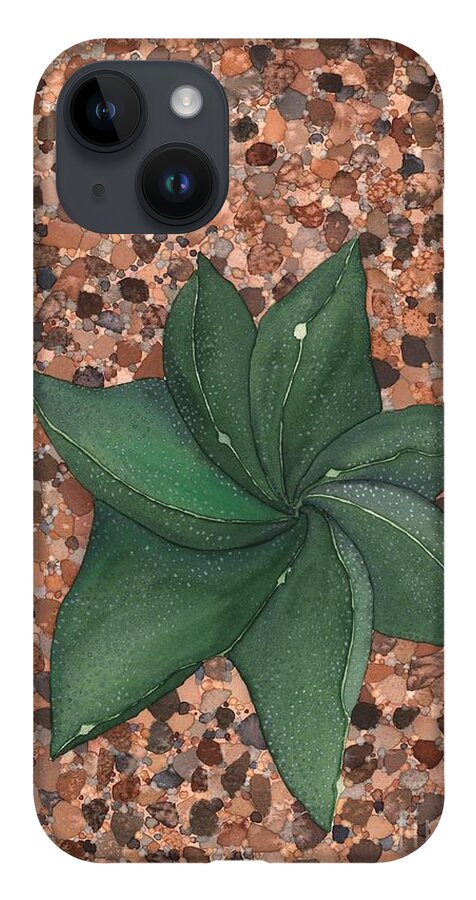 Succulent iPhone 14 Case featuring the painting Star Succulent by Hilda Wagner
