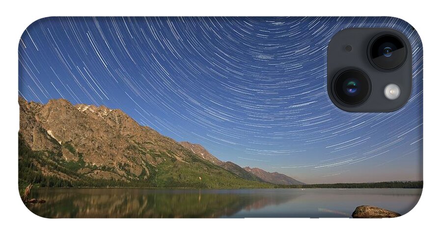 Photosbymch iPhone 14 Case featuring the photograph Startrails over Jenny Lake by M C Hood